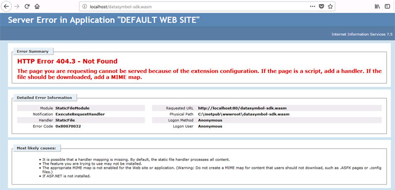 404 error in IIS Internet Server when using datasymbol barcode decoding wasm, Web SDK